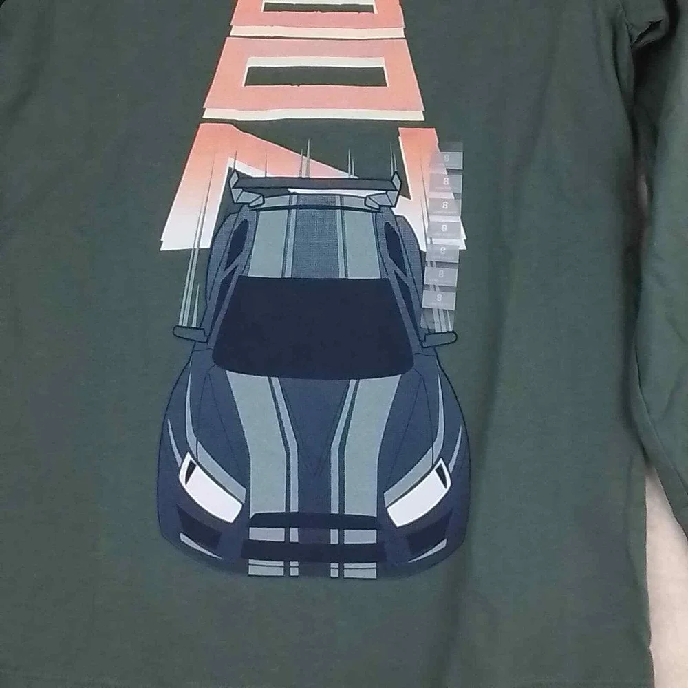 Carters Long Sleeve T-Shirt Boys Sz 4 100% Cotton Graphic Tee Crew Neck Race Car